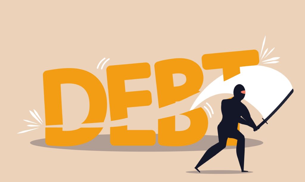 Cut debt with sword and freedom finance. Investment risk and account budget loss vector illustration concept. Trouble solve and finances loan less. Free profit and bankruptcy remove with businessman
collection defense lawyer