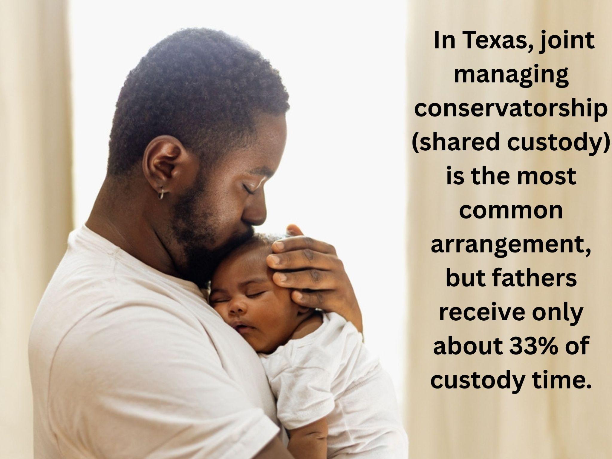 A father gently cradles his sleeping newborn, reflecting on custody laws in Texas. While shared custody is common, fathers often receive about 33% of the time. Yet, some wonder: can a father get full custody of a newborn in this state?.