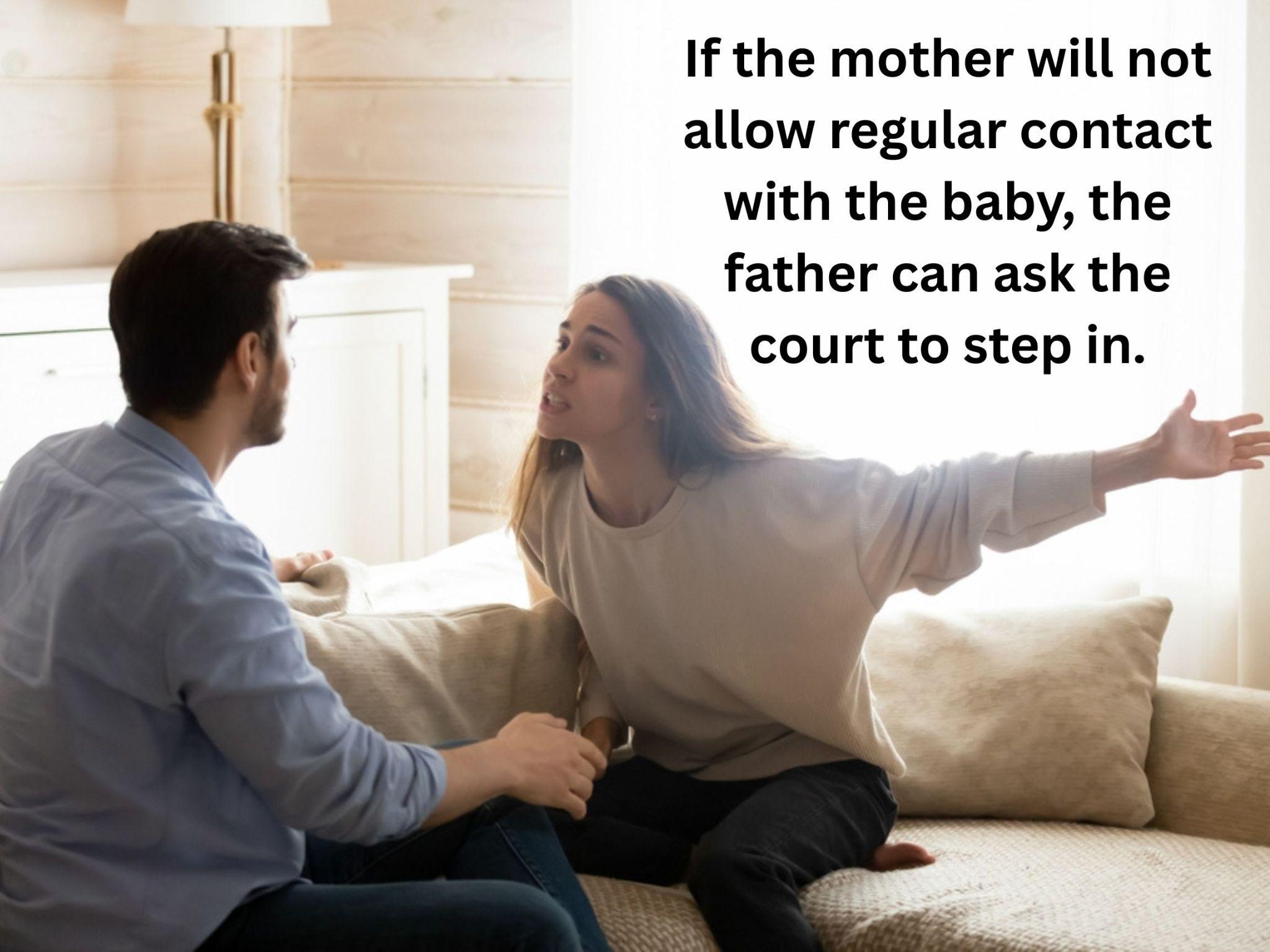 A man and woman sit on a couch, deeply engrossed in a heated discussion. The woman gestures emphatically with her arm extended as the text explores legal intervention.