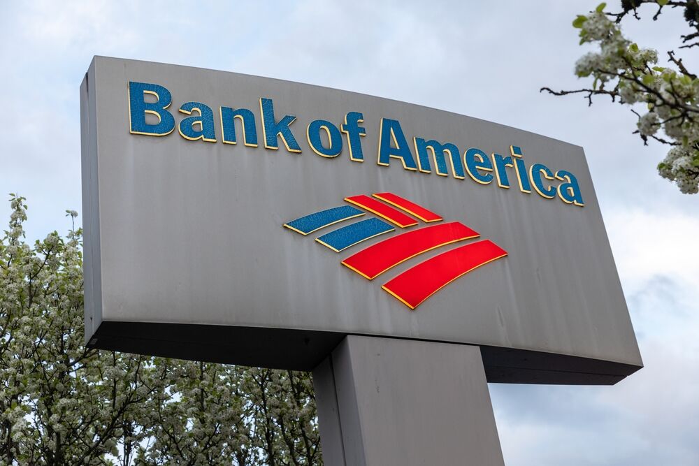 Portland, Oregon, USA - March 29, 2022: Bank of America drive through
