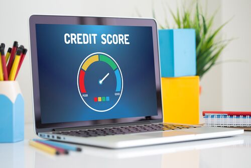 Computer with credit score application on a screen