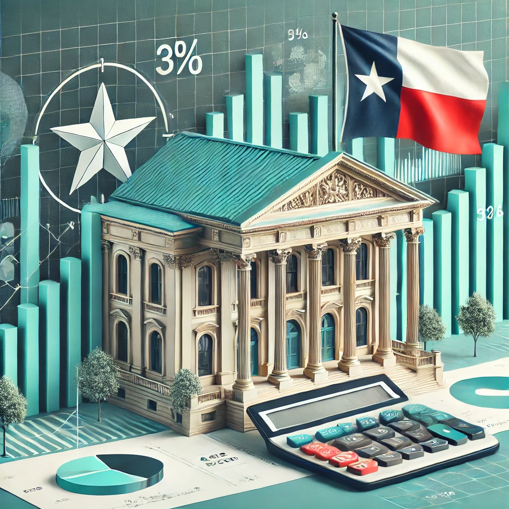 Federal court with a Texas flag, calculator, and star
